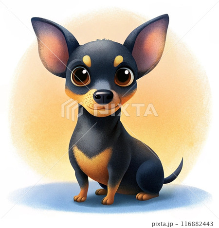Cute black Chiweenie or chihuahua dog sitting Cute black Chiweenie or chihuahua dog sitting 116882443