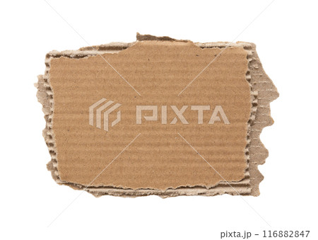 Brown Cardboard paper piece isolated on white background Brown Cardboard paper piece isolated on white background 116882847