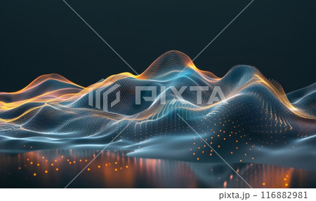 Abstract neon glowing liquid wave on dark background, futuristic technological design Abstract neon glowing liquid wave on dark background, futuristic technological design 116882981