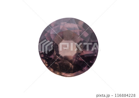 natural purple sapphire gem on the isolated white background 116884228