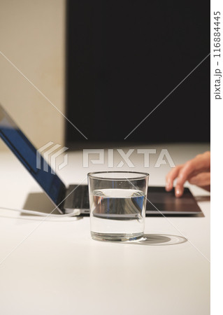 夜、パソコンに向かって作業するミドル女性 116884445