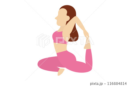 スポーツウェアを着てヨガのポーズをとっている女性のイラスト 116884814