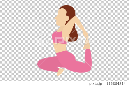 Illustration of a woman wearing sportswear doing yoga poses 116884814