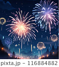 夜空に打ち上がる花火 116884882