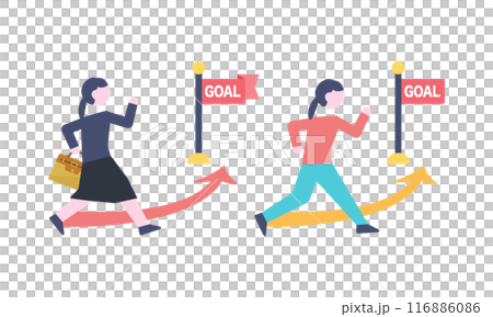 Woman running towards the goal 116886086