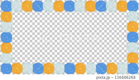 花紙紙花框藍色、黃色、白色 116886268