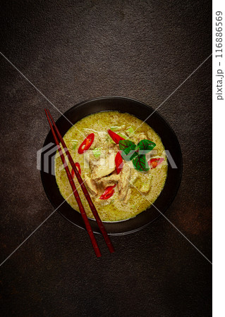 green curry with chicken, traditional Thai cuisine, Asian food, homemade, no people, green curry with chicken, traditional Thai cuisine, Asian food, homemade, no people, 116886569