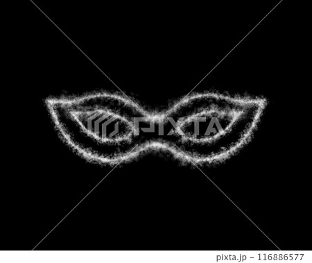 Mask superhero or villain, realistic transparent smoky. Face or eye mask, template. Smoke screen. Simple robber. Vapor. Png 116886577