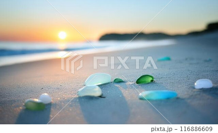 色とりどりの美しいシーグラス6 116886609