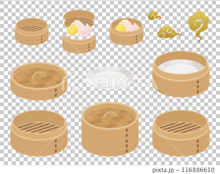 Chinese steamer illustration material set_steamer 116886610