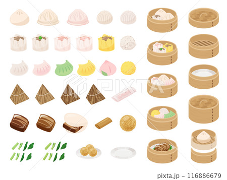 点心とせいろのイラスト素材セット 116886679