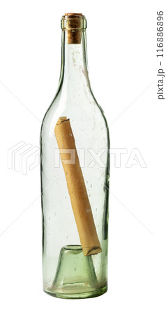 Message in a bottle isolated on a white background. Message in a bottle isolated on a white background. 116886896