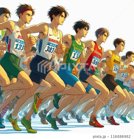 男子長距離走 一斉にスタート! 男子長距離走 一斉にスタート! 116886982