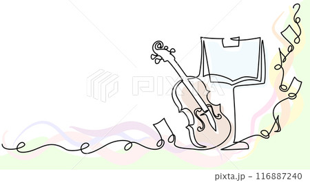 Violin with music stand and notes. Music education. Violin with music stand and notes. Music education. 116887240