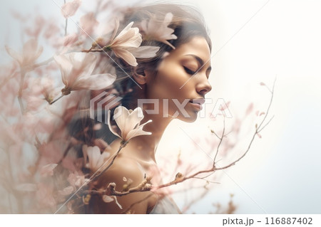 woman double exposure 116887402