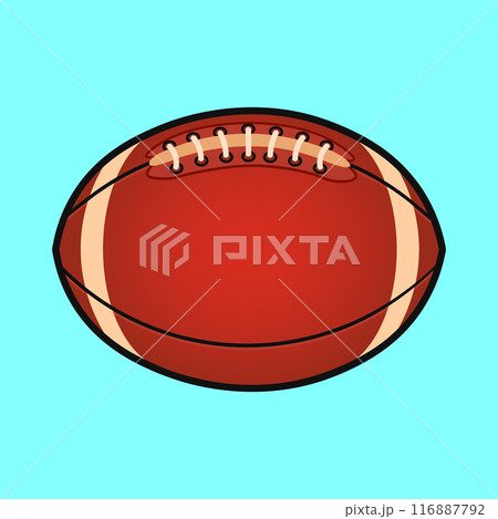Cute funny Rugby ball. Vector hand drawn cartoon kawaii character illustration icon. Isolated on blue background. Rugby ball character concept Cute funny Rugby ball. Vector hand drawn cartoon kawaii character illustration icon. Isolated on blue background. Rugby ball character concept 116887792