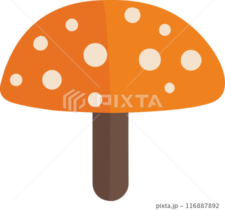 Vector flat illustration of an orange mushroom. Vector illustration Vector flat illustration of an orange mushroom. Vector illustration 116887892