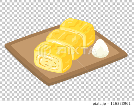 Illustration of tamagoyaki with grated daikon radish Illustration of tamagoyaki with grated daikon radish 116888961