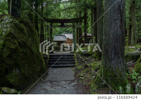 苔むした甲斐駒ヶ岳神社の鳥居 苔むした甲斐駒ヶ岳神社の鳥居 116889424
