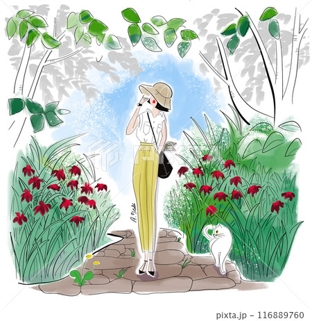 避暑地で散歩する女性 避暑地で散歩する女性 116889760