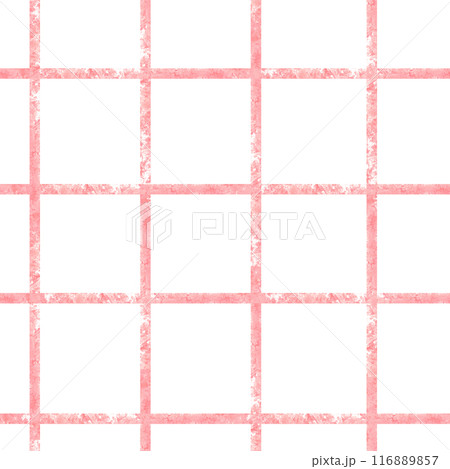 Checkered pink pattern on a tablecloth, gift paper, napkin, blanket, scarf. Seamless monochrome gingham watercolor illustration. Hand drawn, isolated on white background 116889857