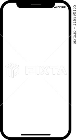 シンプルな横から見たスマートフォンのイラスト シンプルな横から見たスマートフォンのイラスト 116890155