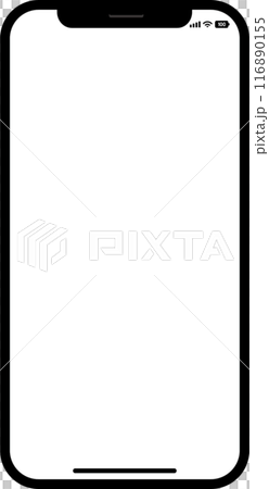 シンプルな横から見たスマートフォンのイラスト シンプルな横から見たスマートフォンのイラスト 116890155