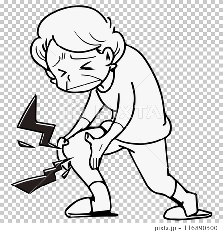 シニア_膝が痛い高齢女性のイラスト 116890300