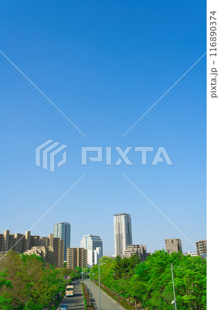 【大阪府】4月・北千里駅前周辺の街並み 116890374