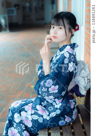 倉敷アイビー浴衣の美少女 倉敷アイビー浴衣の美少女 116891261