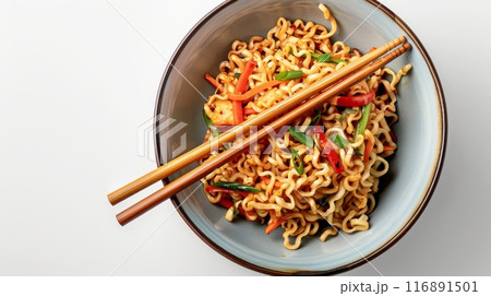 Spicy Ramen Noodles with Chopsticks 116891501