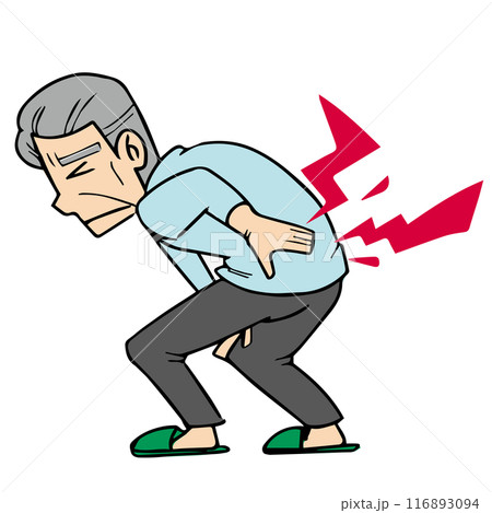 シニア_腰が痛い高齢男性のイラスト シニア_腰が痛い高齢男性のイラスト 116893094