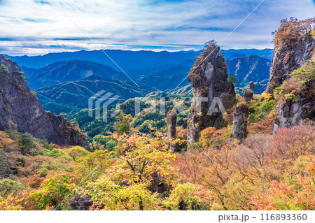 【群馬県】紅葉が美しい妙義山から、日暮の景(ひぐらしのけい) 【群馬県】紅葉が美しい妙義山から、日暮の景(ひぐらしのけい) 116893360