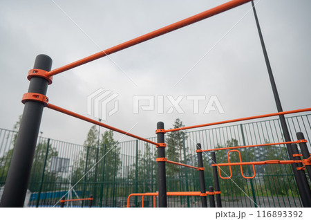 Public sports ground for outdoor workout. Public sports ground for outdoor workout. 116893392