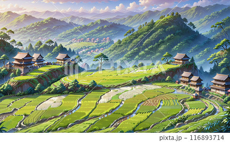 「山の奥地の農村」 「山の奥地の農村」 116893714