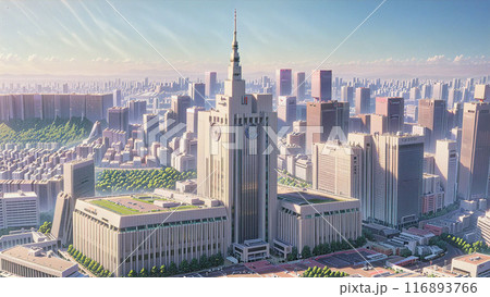 市庁舎とビル群上空 市庁舎とビル群上空 116893766