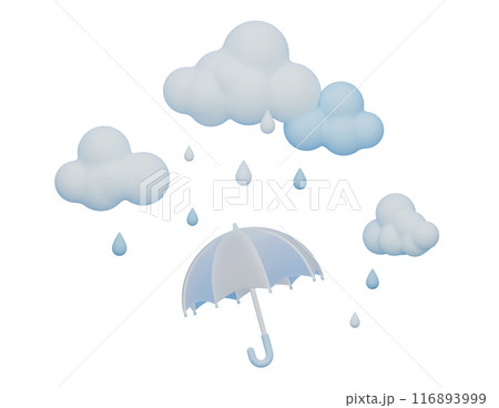 rainy day with umbrella 3D graphic 116893999