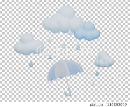rainy day with umbrella 3D graphic 116893999