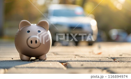 豚の貯金箱と車 豚の貯金箱と車 116894974