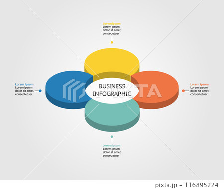 flower with circle shape template for business infographic for presentation for 4 element 116895224