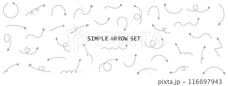 シンプルな矢印のベクターイラストセット アイコン やじるし 点線 手書き  シンプルな矢印のベクターイラストセット アイコン やじるし 点線 手書き  116897943