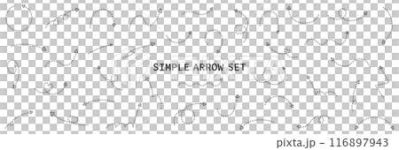 Simple arrow vector illustration set icon arrow dotted line handwritten 116897943