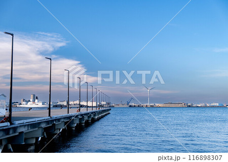 夏の青い海に伸びる桟橋 116898307