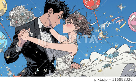 ウェディングダンスを踊っている新郎新婦