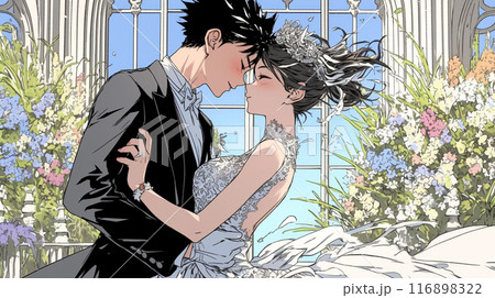 ウェディングダンスを踊っている新郎新婦