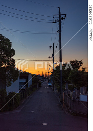 日本の岡山県岡山市の夏の朝の美しい風景 116899580