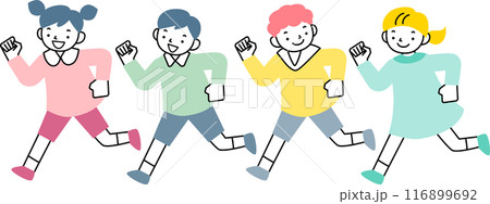 笑顔で走る子供たち 116899692