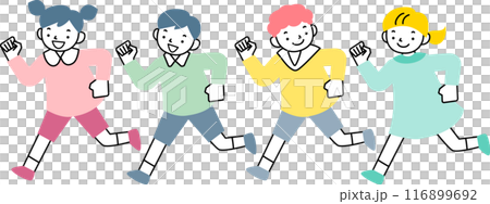 笑顔で走る子供たち 116899692