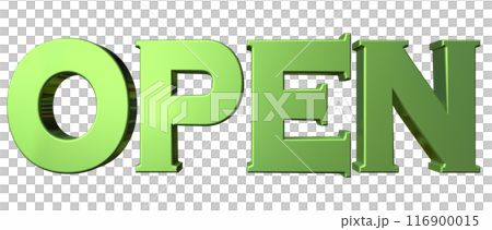 3DCG three-dimensional letters "Open/Opening Commemoration" Green, Green 3DCG three-dimensional letters "Open/Opening Commemoration" Green, Green 116900015