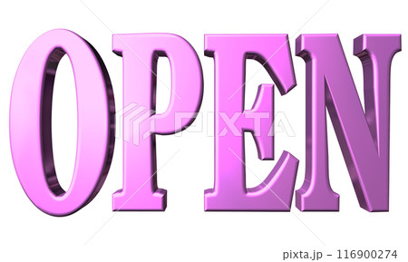 3DCG立体文字「Open/開店記念」パープル,紫,ピンク 116900274